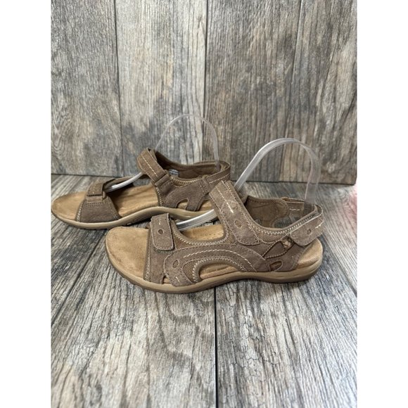 Earth Origins Leather Upper Sedona Brown Hoop and Loop Sandals Women's Size 7 - Picture 6 of 10
